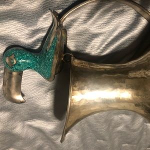 Antique turquoise copper pitcher